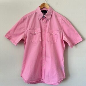 Tommy Hilfiger Mens Pink Easter Short Sleeve Button Down Shirt Medium